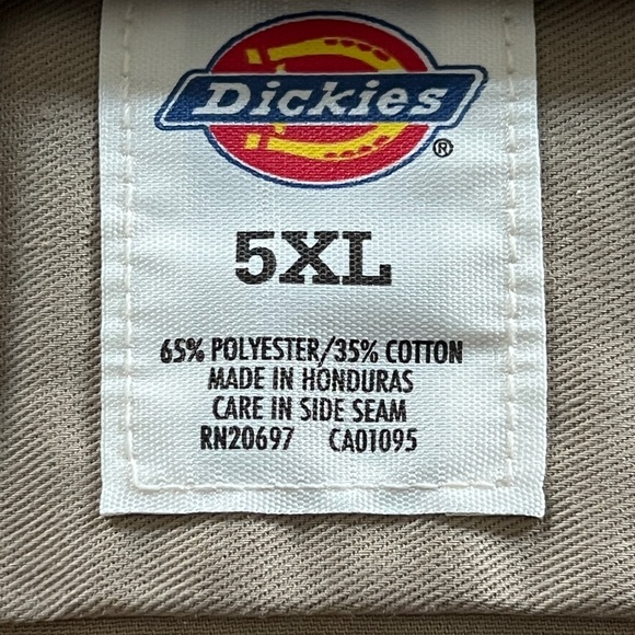 Dickies 5XL Short Sleeve Twill Work Shirt Original Fit Khaki NWT - Picture 3 of 5